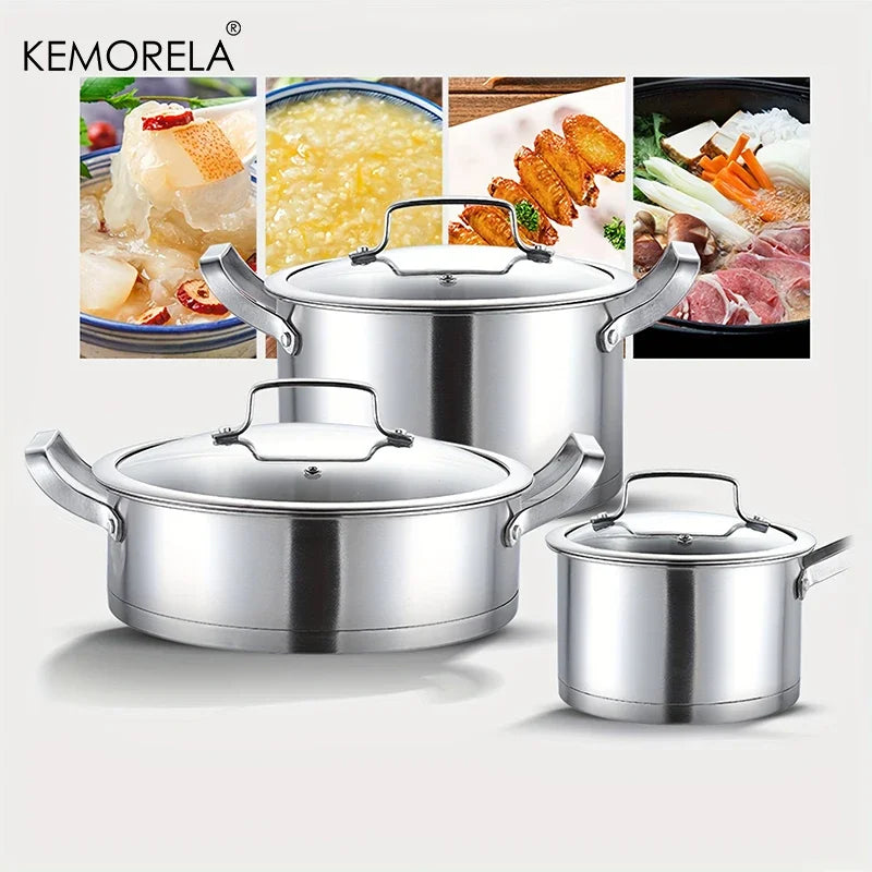 Batterie de casseroles en acier inoxydable 16/20/24 cm