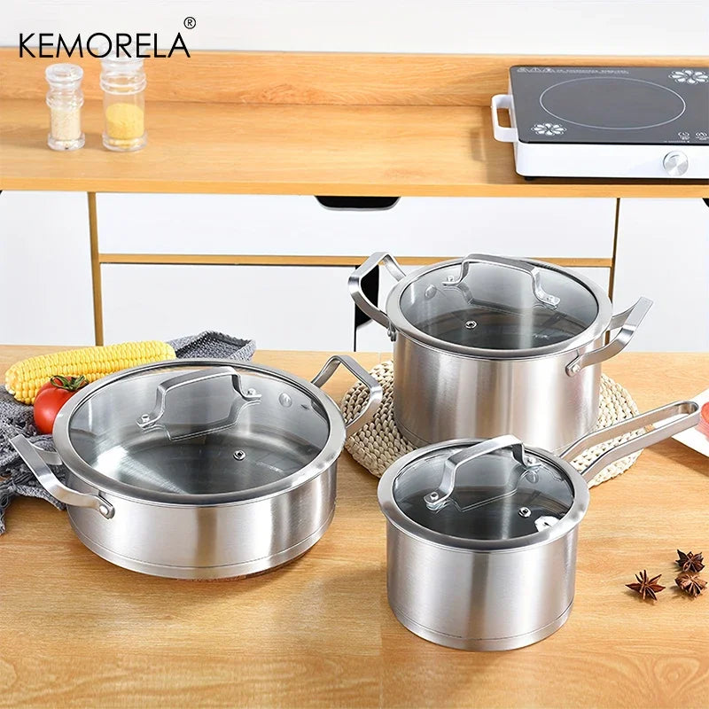 Batterie de casseroles en acier inoxydable 16/20/24 cm