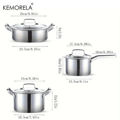 Batterie de casseroles en acier inoxydable 16/20/24 cm